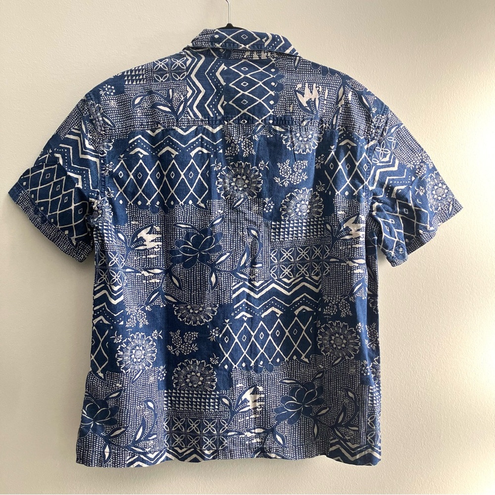 NWOT American Eagle Printed Button-Up Poolside Shirt Men's XS Short Sleeve Blue - Picture 5 of 11